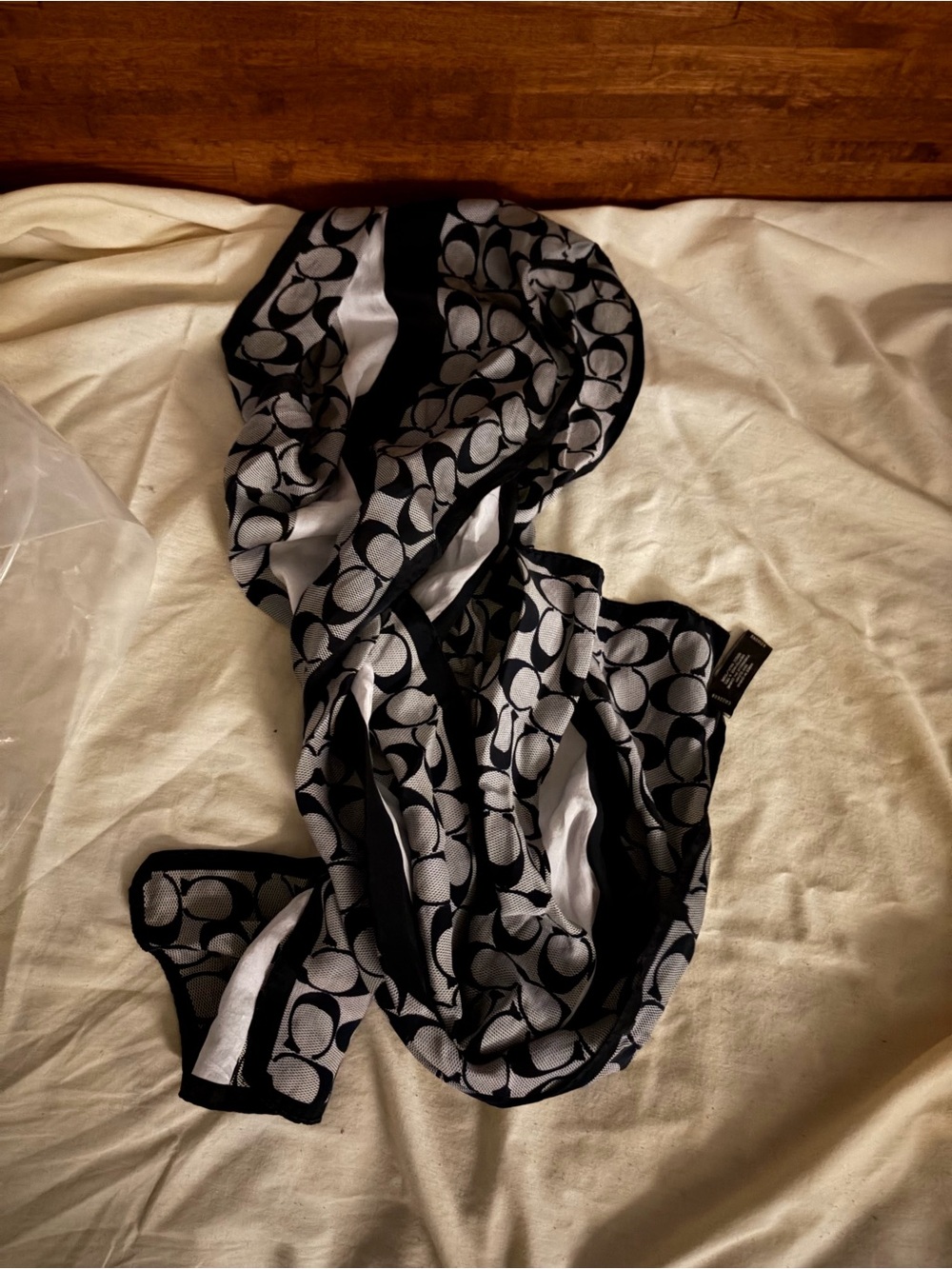 Designer-Inspired Black and White Signature Logo Scarf